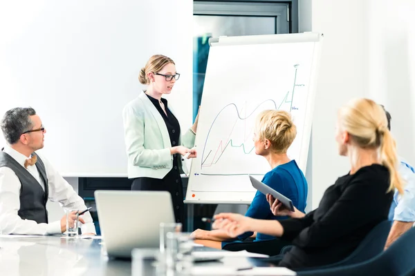 Business - team presentation on white board — Stock Photo, Image