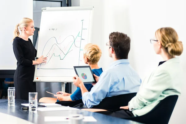 Business - team presentation on white board — Stock Photo, Image