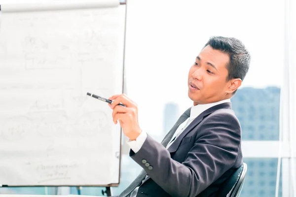 Asiatische Geschäftsmann sitzt in modernem Büro — Stockfoto