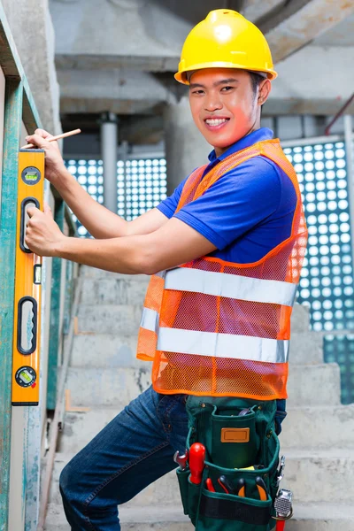 Construtor ou parede de controle do trabalhador — Fotografia de Stock