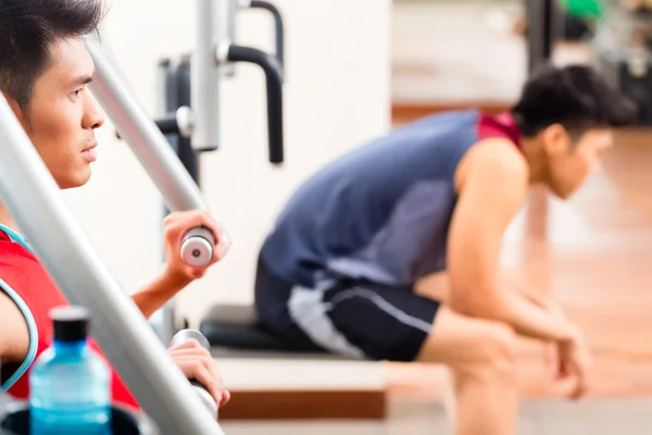 Çince erkekler fitness salonunda eğitim spor — Stok fotoğraf
