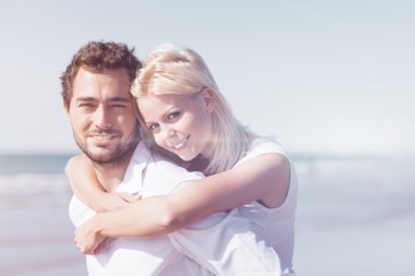 Yaz plaj tatil aşık Çift