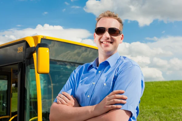 Driver in front of his bus — Stock Photo, Image