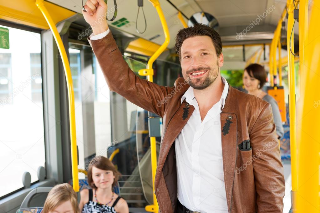 Male passenger in a bus