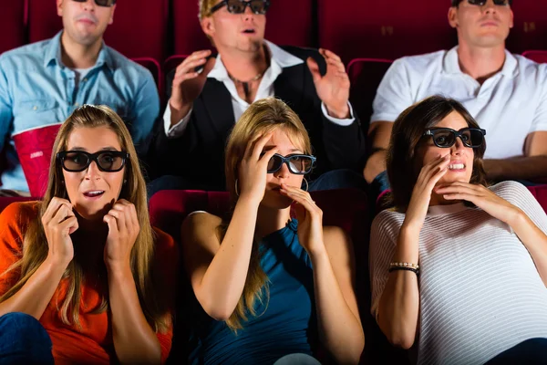 People watching 3d movie at movie theater — Stock Photo, Image