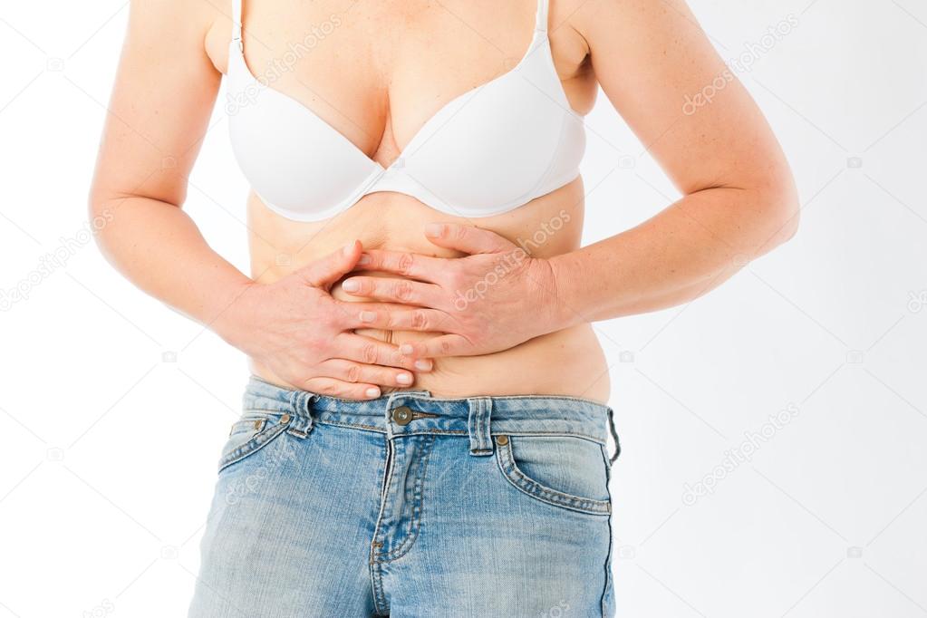 Medicine and disease - stomach pain or abdominal cramps