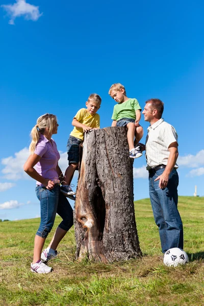Famiglia in escursione in estate — Foto Stock