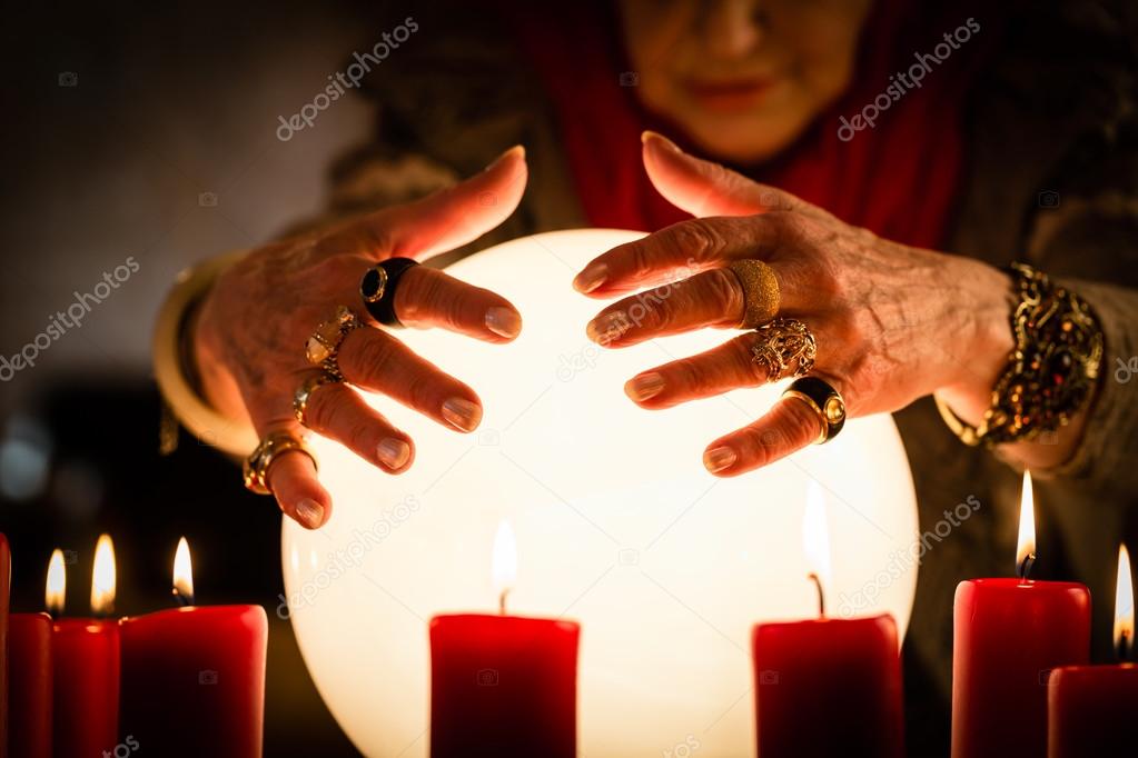 Soothsayer during a Seance or session with Crystal ball