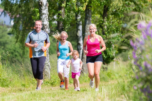 Rodzinny sport jogging przez pole — Zdjęcie stockowe