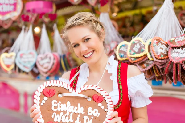 Woman in traditional Bavarian clothes on festival — Stock Photo, Image