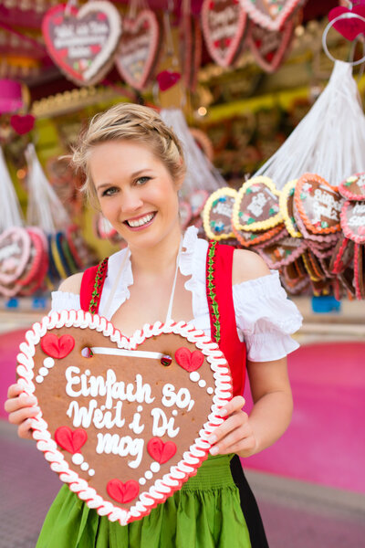 Woman in traditional Bavarian clothes on festival