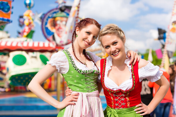 Women in traditional Bavarian clothes on festival