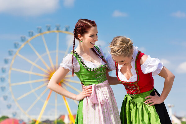 Women in traditional Bavarian clothes on festival