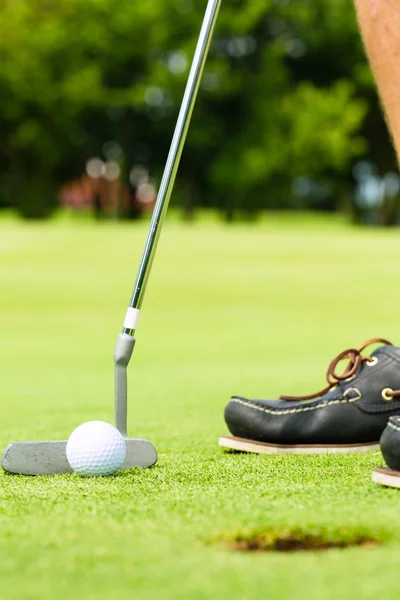 Golf player putting ball in hole Royalty Free Stock Photos