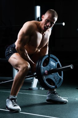 Dumbbell eğitim salonunda adama
