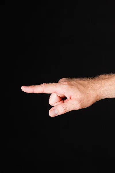 Mannenhand weergegeven: beschuldigend vinger — Stockfoto