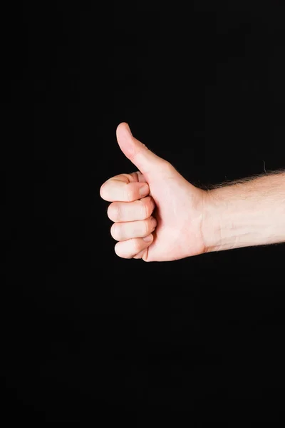 Mão masculina mostrando polegares para cima — Fotografia de Stock