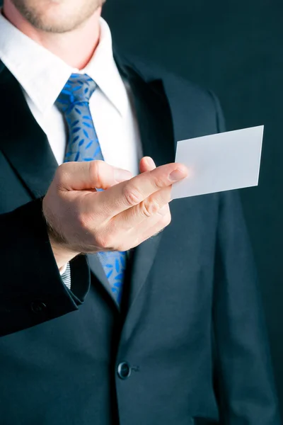 Businessman hand over business card — Stock Photo, Image