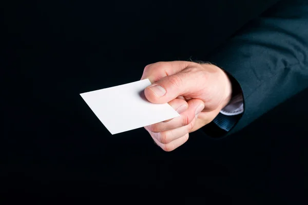 Businessman hand over business card — Stock Photo, Image