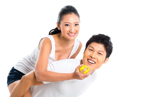 Asian couple eating and living healthy — Stock Photo, Image