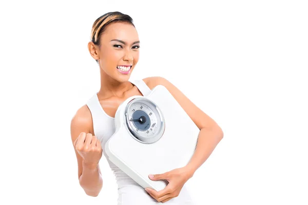 Aziatische vrouw verliezen van gewicht met dieet — Stockfoto