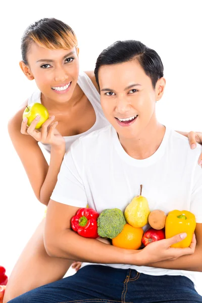 Asian couple eating and living healthy — Stock Photo, Image