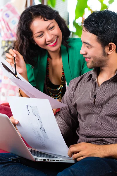 Fashion designer working at home — Stock Photo, Image