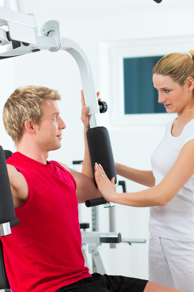 Patient at the physiotherapy doing physical therapy