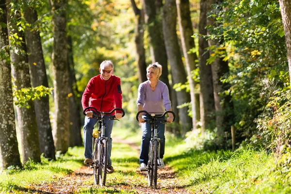 Bisiklet ile egzersiz yaşlılar — Stok fotoğraf