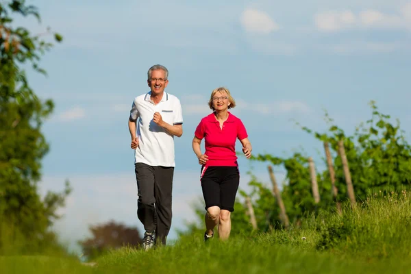 Idősebb pár, jogging, sport — Stock Fotó