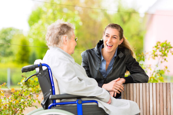 woman visiting her grandmother