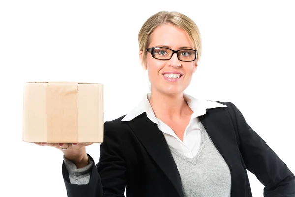 Young woman with a parcel — Stock Photo, Image