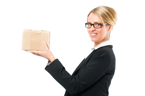 Young woman with a parcel — Stock Photo, Image