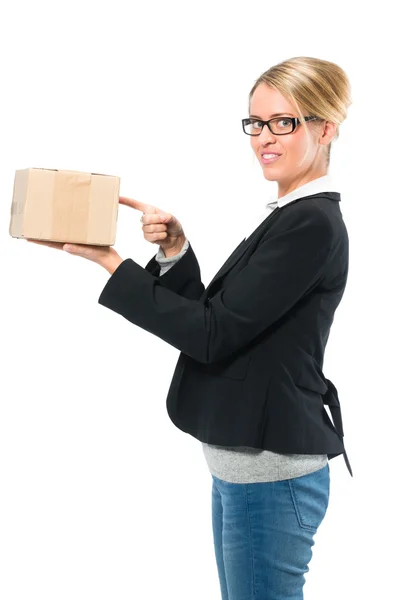 Young woman with a parcel — Stock Photo, Image