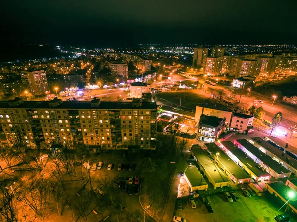 Vista Aérea Para Encruzilhada Mercado Eléctrico Girando Círculo Área Residencial — Fotografia de Stock