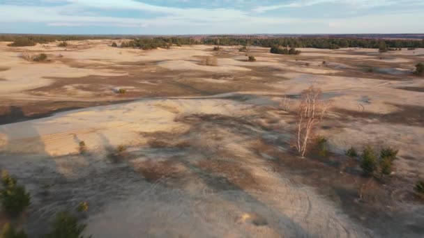 Aerial view to Ukrainian desert near Kitsevka, Kharkiv region — Stock Video