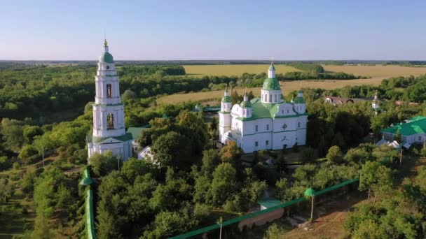 공중에서 바라본 구원자 - 변형 물 Mhar Monastery, Ukraine — 비디오
