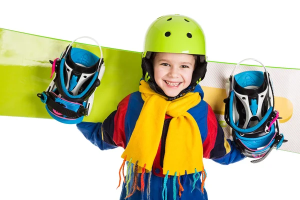 Happy boy with snowboard — Stock Photo, Image