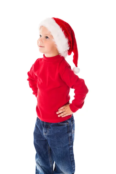 Menino de chapéu de Natal — Fotografia de Stock