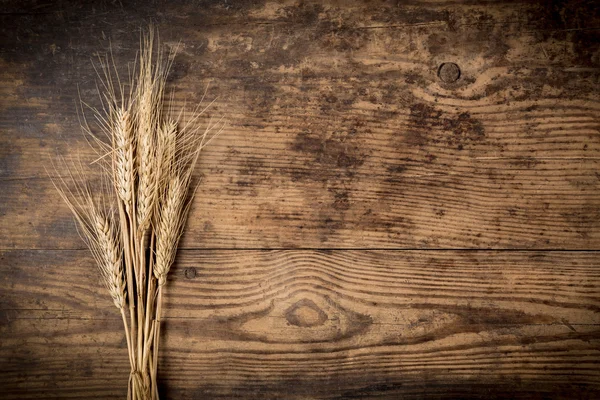 Foglia di frumento su fondo di legno — Foto Stock