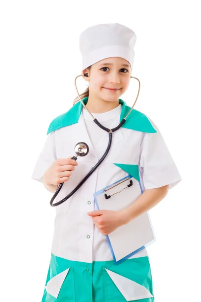 Petite fille en costume de médecin — Photo