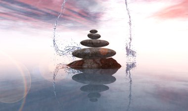 Zen taşlar kavramı 3D