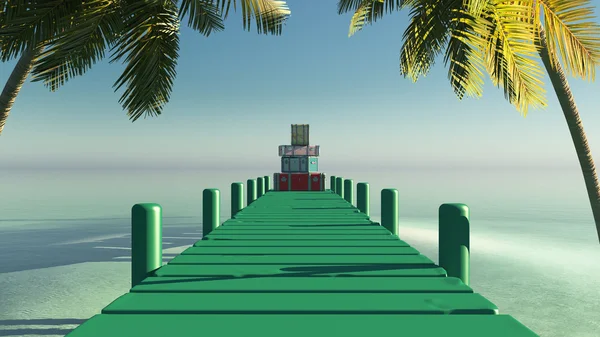 太陽と桟橋 — ストック写真