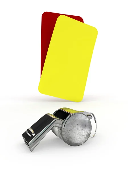 Whistle and cards — Stock Photo, Image