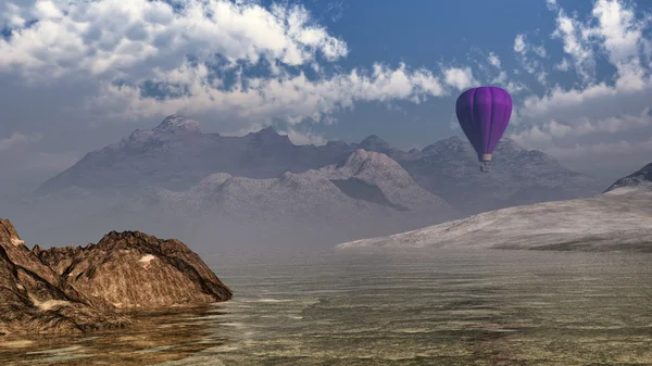 Puesta de sol y globo aerostático — Foto de Stock