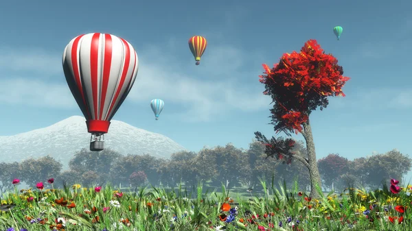 Ландшафтные и воздушные шары — стоковое фото
