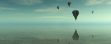 landscaoe ve sıcak hava balonları