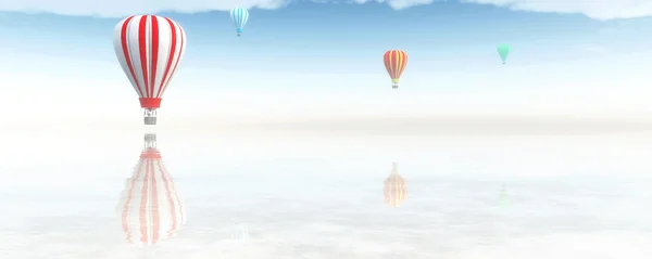 Landschaft und Heißluftballons — Stockfoto