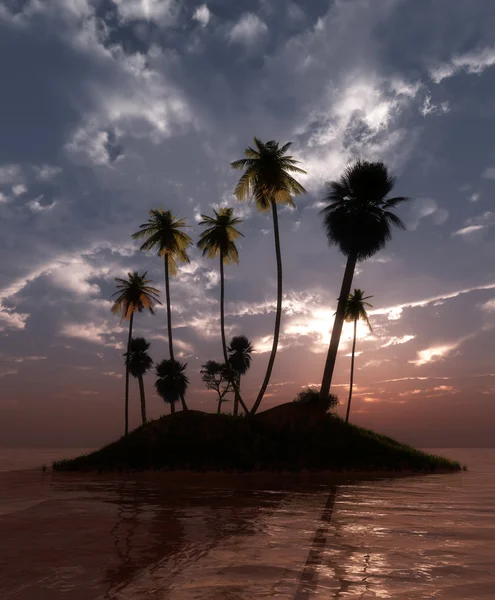 Tropisch strand en palm bomen — Stockfoto