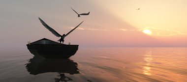 Kartal tünemiş ve günbatımı